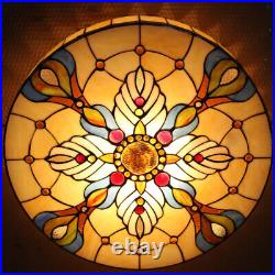 12 Tiffany Stained Glass Round Drum Flush Mount Ceiling Light Lamp Fixture