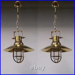 2 Pendant Light Hanging Ceiling Brass lamp Farmhouse Warehouse Room Light