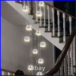Ceiling Light Luxury Crystal Chandelier Villa Rotating Simple Long Pendant Lamp