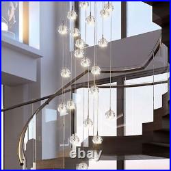 Ceiling Light Luxury Crystal Chandelier Villa Rotating Simple Long Pendant Lamp