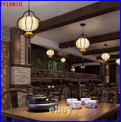 Chinese Style Linen Cloth Lotus Restaurant Bar Chandelier Ceiling Light Lamp
