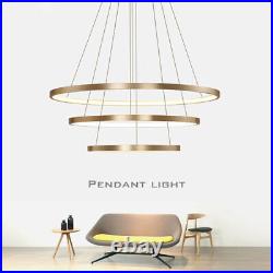 Circular Ring Pendant Light Aluminum LED Chandelier Ceiling Hanging Lamp