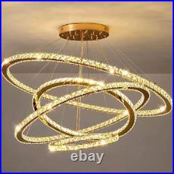 Crystal Chandelier LED Multi Tier Gold Ring Light Ceiling light Lamp Living Room