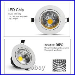 Dimmable COB LED Downlight Spotlight Recessed Ceiling Lamp 7/9/15/20W 110V-240V