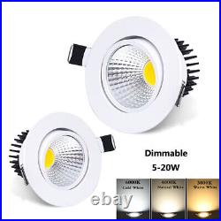 Dimmable Led Ceiling Downlight COB Recessed Spot Light Lamp 110V-240V 7/9/12/20W