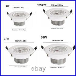 Dimmable Led Recessed Ceiling Down Light Fixture Spot Lamp & Driver 9W 12W 15W