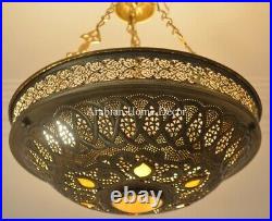 Handcrafted Moroccan Brass Ceiling light Fixture Chandelier Lamp Bronze Finish