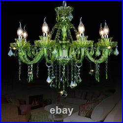 LED Crystal Green Chandelier Living Room Ceiling Light Fixture Pendant Lamp