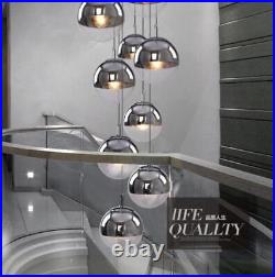LED Globe Chandelier Glass Stair Ceiling Light Lighting Silver Lamp Villa Lobby