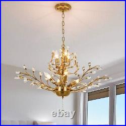 Luxury Gold Crystal Chandelier Flower Tree Pendant Lamp 7-Light Ceiling Fixtures