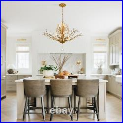 Luxury Gold Crystal Chandelier Flower Tree Pendant Lamp 7-Light Ceiling Fixtures