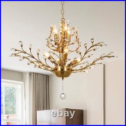 Luxury Gold Crystal Chandelier Flower Tree Pendant Lamp 7-Light Ceiling Fixtures