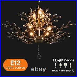 Luxury Gold Crystal Chandelier Flower Tree Pendant Lamp 7-Light Ceiling Fixtures