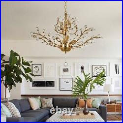 Luxury Gold Crystal Chandelier Flower Tree Pendant Lamp 7-Light Ceiling Fixtures