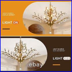 Luxury Gold Crystal Chandelier Flower Tree Pendant Lamp 7-Light Ceiling Fixtures