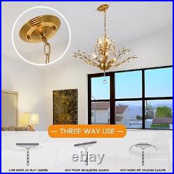 Luxury Gold Crystal Chandelier Flower Tree Pendant Lamp 7-Light Ceiling Fixtures