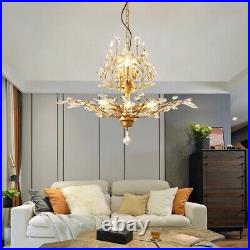 Luxury Gold Crystal Chandelier Flower Tree Pendant Lamp 7-Light Ceiling Fixtures