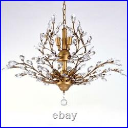 Luxury Gold Crystal Chandelier Flower Tree Pendant Lamp 7-Light Ceiling Fixtures