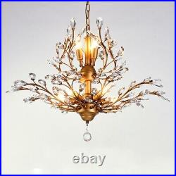 Luxury Gold Crystal Chandelier Flower Tree Pendant Lamp 7-Light Ceiling Fixtures