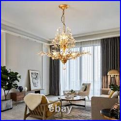 Luxury Gold Crystal Chandelier Flower Tree Pendant Lamp 7-Light Ceiling Fixtures