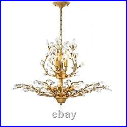 Luxury Gold Crystal Chandelier Flower Tree Pendant Lamp 7-Light Ceiling Fixtures