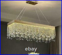 Luxury LED Chandelier Rectangular Ceiling Light Stainless Steel crystal Lamp