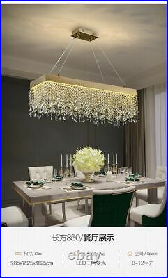 Luxury LED Chandelier Rectangular Ceiling Light Stainless Steel crystal Lamp