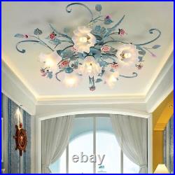 Mediterranean Style Ceiling Lights Girls Room Bedroom Flower Lamps Chandeliers
