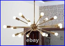 Mid Century Brass Sputnik Chandelier 18 Arms Modern Pendant Lamp Ceiling Light