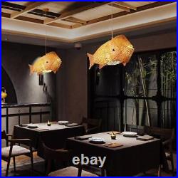 Modern Bamboo Fish Shape Lamp Bamboo Ceiling Light Handmade Lighting Chandeliers