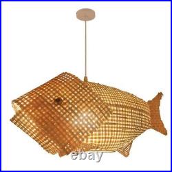 Modern Bamboo Fish Shape Lamp Bamboo Ceiling Light Handmade Lighting Chandeliers