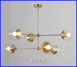 Modern Brass Sputnik Chandelier Ceiling Light Lamp, Glass Globe Ceiling Pendant