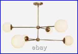 Modern Brass Sputnik Chandelier Ceiling Light Lamp, Glass Globe Ceiling Pendant