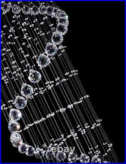 Modern Crystal Pendant Lamp Ceiling Light Spiral Lighting Rain Drop Chandelier