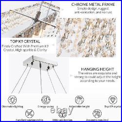 Modern Crystal Rain Drop Chandelier Rectangle Pendant Light Ceiling Lamp Kitchen