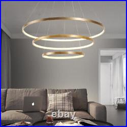 Modern Gold LED Ceiling Lamp Adjustable Circular Ring Chandelier Pendant Light