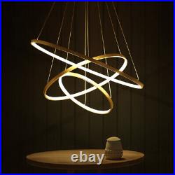 Modern Gold LED Ceiling Lamp Adjustable Circular Ring Chandelier Pendant Light