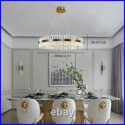 Modern LED Chandelier Crystal Pendant Lamp Round Ceiling Light Ring Adjustable