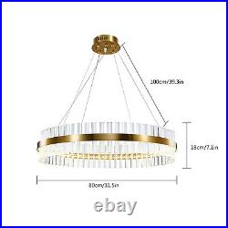 Modern LED Chandelier Crystal Pendant Lamp Round Ceiling Light Ring Adjustable