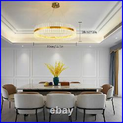 Modern LED Chandelier Crystal Pendant Lamp Round Ceiling Light Ring Adjustable