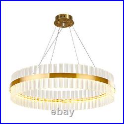 Modern LED Chandelier Crystal Pendant Lamp Round Ceiling Light Ring Adjustable