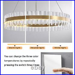 Modern LED Chandelier Crystal Pendant Lamp Round Ceiling Light Ring Adjustable