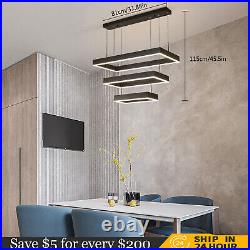 Modern LED Chandelier Light Rectangular Pendant Ceiling Light Lamp With Remote