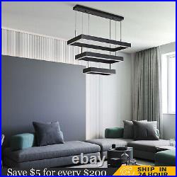 Modern LED Chandelier Light Rectangular Pendant Ceiling Light Lamp With Remote