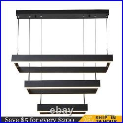 Modern LED Chandelier Light Rectangular Pendant Ceiling Light Lamp With Remote