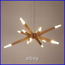 Modern LED Chandelier Light Sputnik Wood Pendant Lamp Ceiling Lighting Fixture