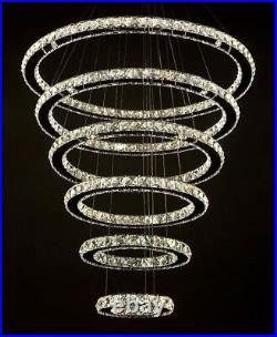 Modern Luxury 6 Rings Circles LED Crystal Pendant Lamp Galaxy Ceiling light Loft