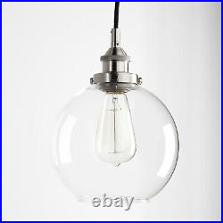 Modern Pendant Light Ceiling Light Glass Shade Hanging Lamp Brushed Steel Finish