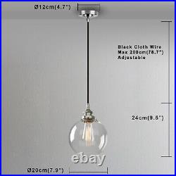 Modern Pendant Light Ceiling Light Glass Shade Hanging Lamp Brushed Steel Finish