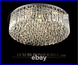 Modern Round LED K9 Crystal Ceiling Light Restaurant Living Room Pendant Lamp